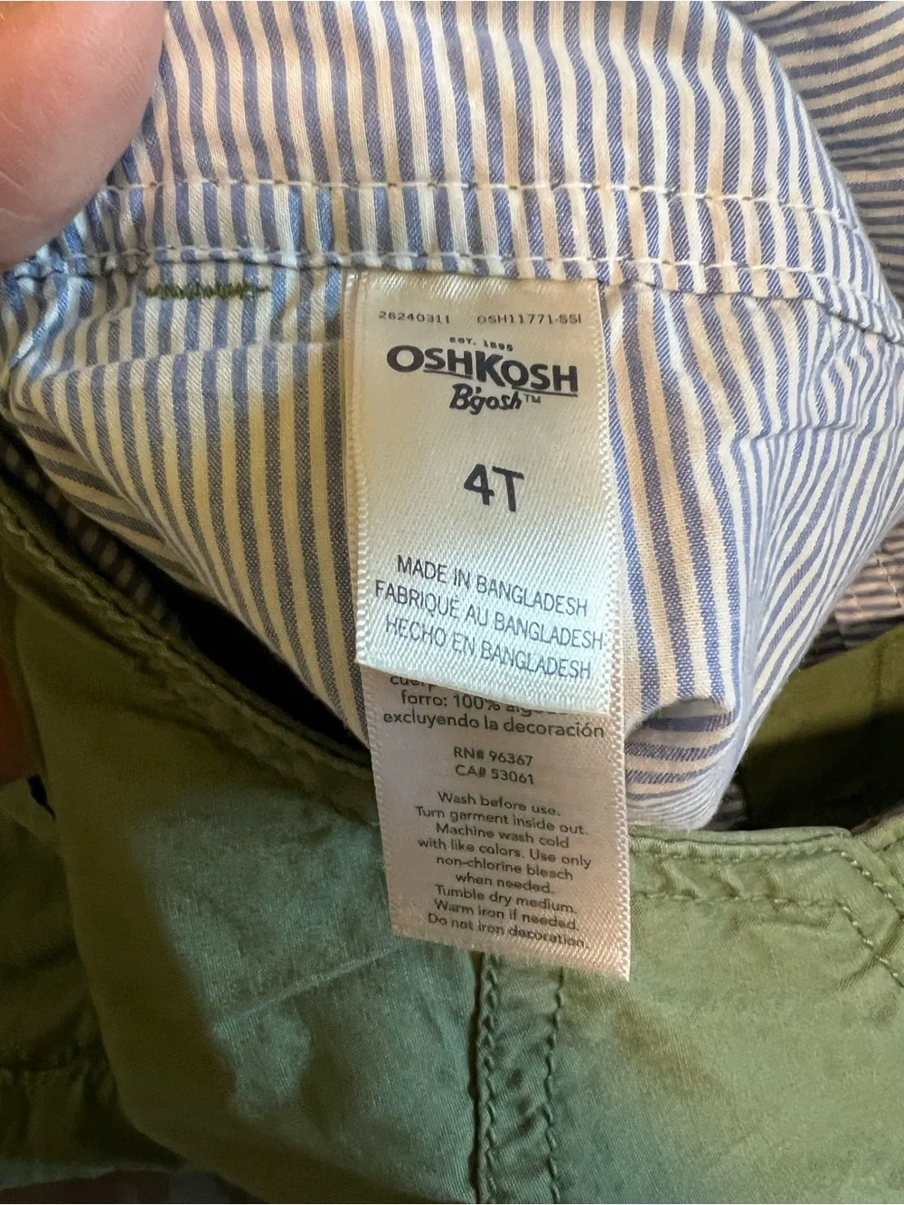 OshKosh B'gosh Olive Green Kids Overalls with Button Details